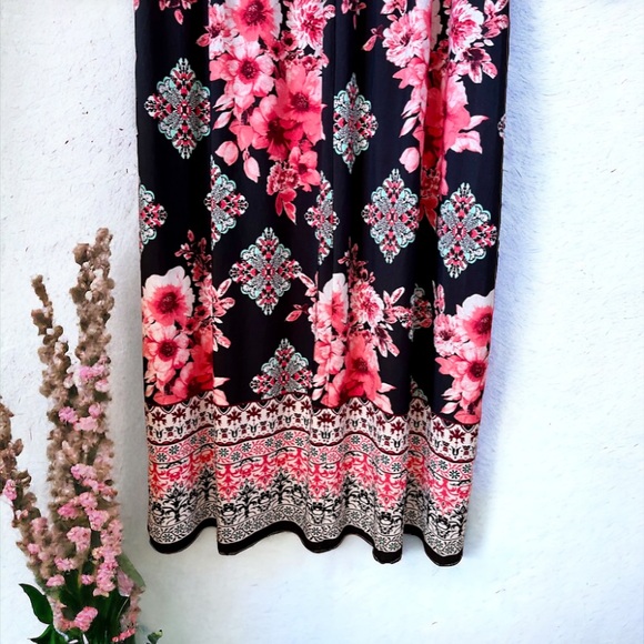 THREE PINK HEARTS FLORAL MAXI DRESS SIZE 2X - Picture 8 of 14